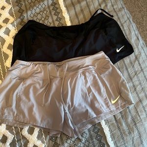 Nike dri-fit XL running shorts. Sold as a set- black and grey